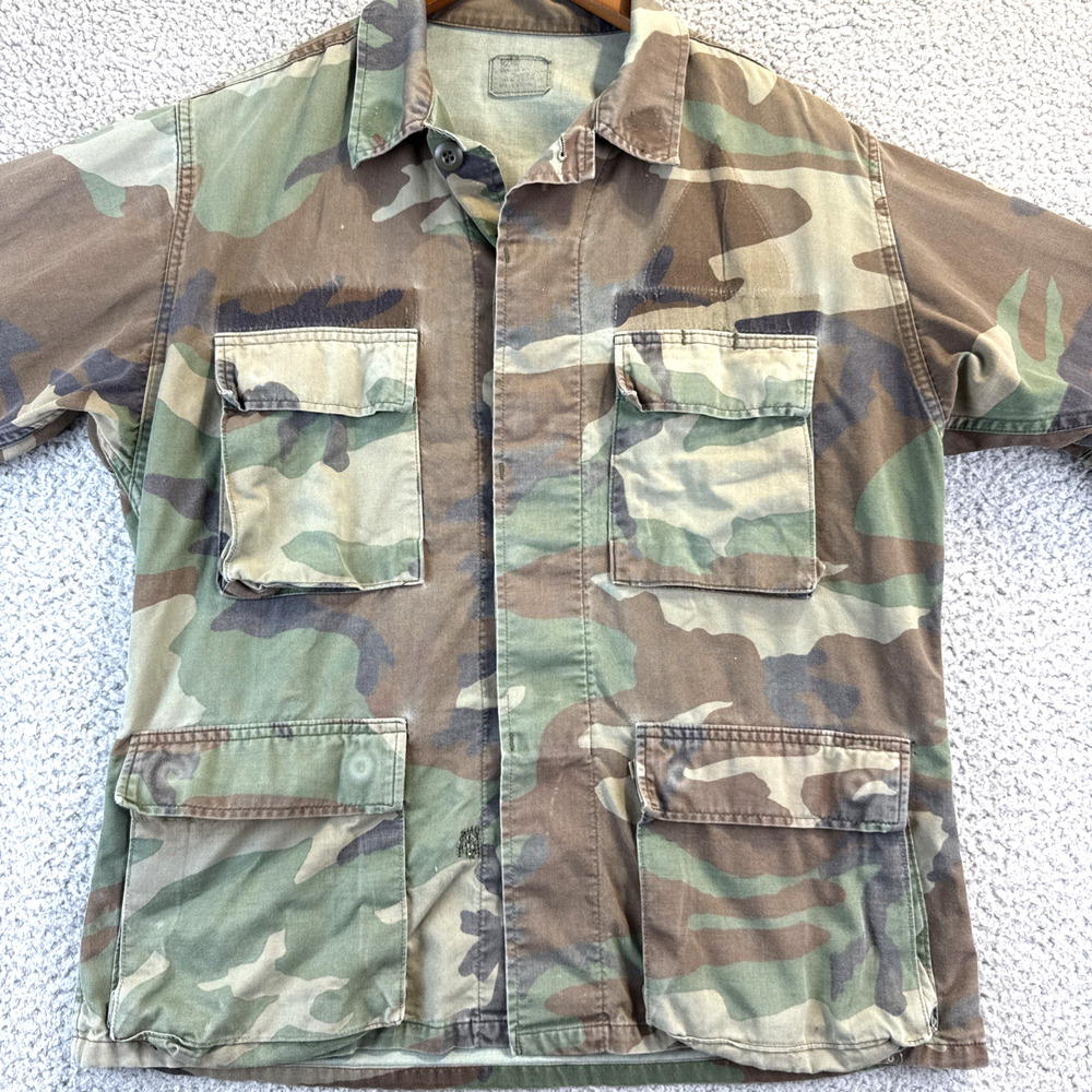 US Military BDU Field Jacket Mens Small Short Woodland Camo Coat 90s Army Vtg.